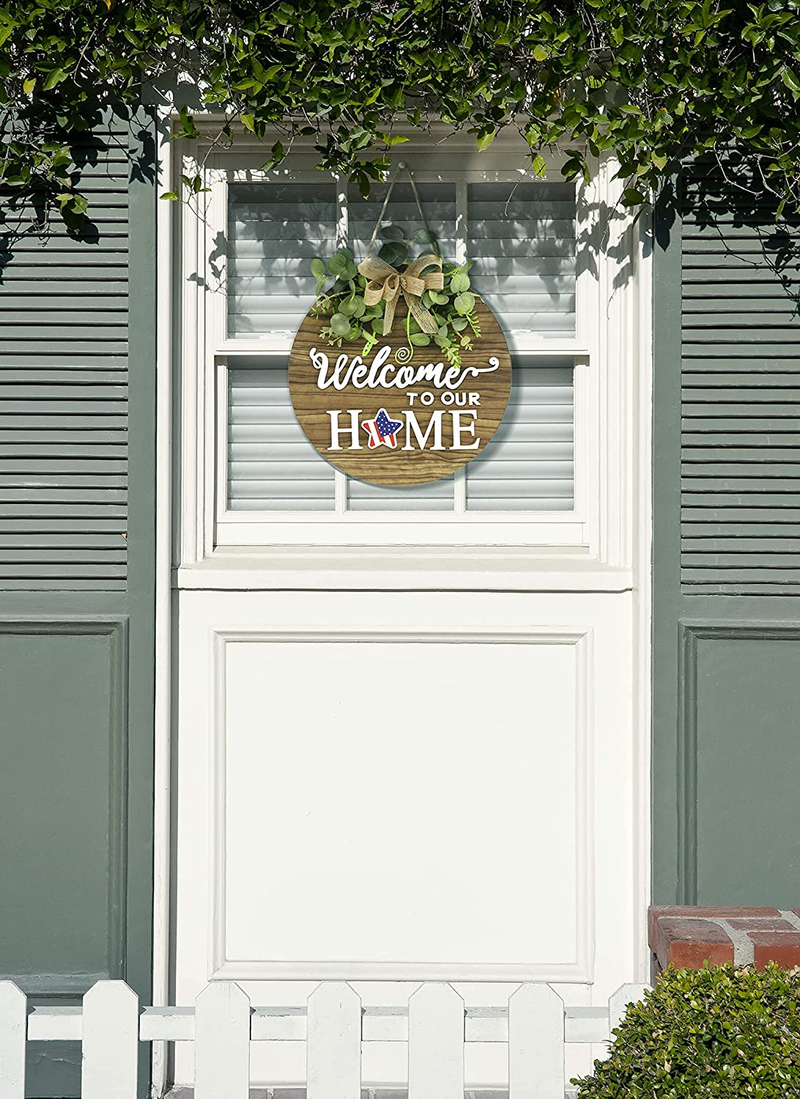 Interchangeable Seasonal Welcome Sign Front Door Decoration, Rustic Round Wood Wreaths Wall Hanging Outdoor, Farmhouse, Porch, for Spring Summer Fall All Seasons Holiday Halloween Christmas. Home & Garden > Decor > Seasonal & Holiday Decorations& Garden > Decor > Seasonal & Holiday Decorations RoseCraft   
