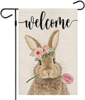 Easter Garden Flag 12.5 X 18 Inch Vertical Double Sided for Easter Decor Welcome Bunny Easter Small Garden Flag Tulip Floral Decorative Garden Flag for outside Yard Easter Outdoor Decoration B95-12 Home & Garden > Decor > Seasonal & Holiday Decorations AENEY Yellow  
