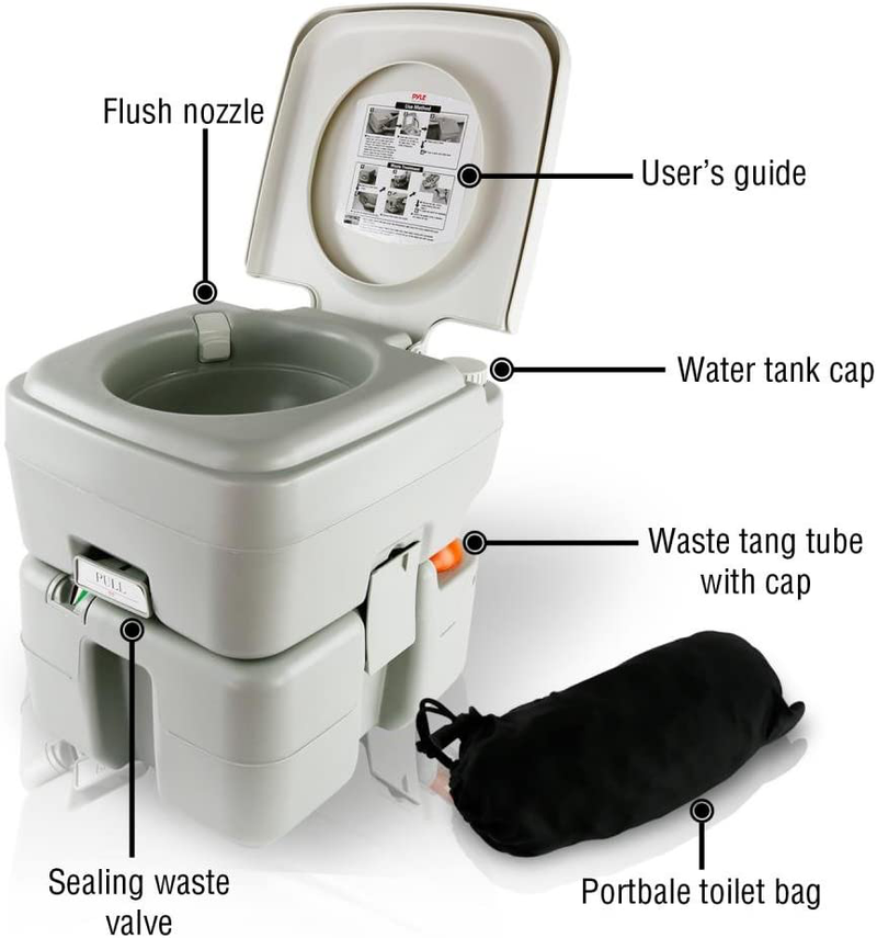 Serenelife Outdoor Portable Toilet with Carry Bag, Travel Toilet with Level Indicator | | 3 Way Pistol Flush | Rotating Spout, for Camping, Boating, Traveling & Roadtripping