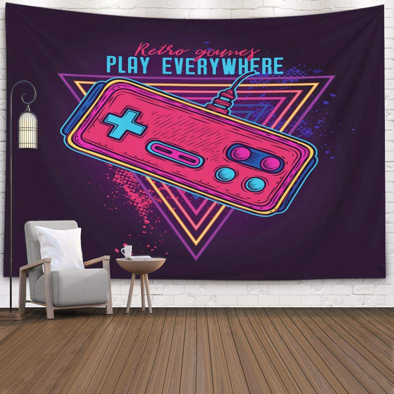 Crannel Gaming Wall Tapestry, Conceptual Abstraction Modern Controller Realistic Game Wireless Mockup Tapestry 80x60 Inches Wall Art Tapestries Hanging Dorm Room Living Home Decorative,Black Blue Home & Garden > Decor > Artwork > Decorative TapestriesHome & Garden > Decor > Artwork > Decorative Tapestries Crannel Black Red 92.5" L x 70.9" W 