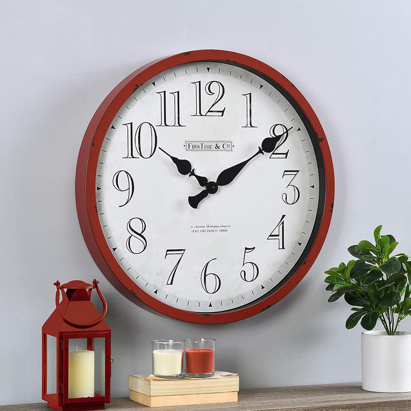 FirsTime & Co. Bellamy Wall Clock, 24", Aged Teal Home & Garden > Decor > Clocks > Wall Clocks FirsTime & Co. Red  