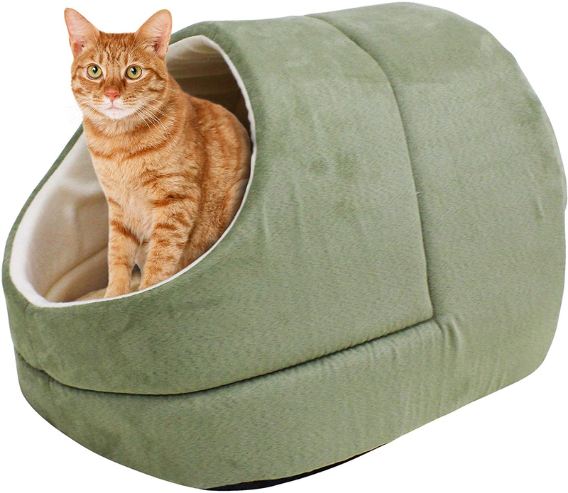 GOOPAWS Cat Cave for Cat and Warming Burrow Cat Bed, Pet Hideway Sleeping Cuddle Cave Animals & Pet Supplies > Pet Supplies > Cat Supplies > Cat Beds GOOPAWS Sage Green  