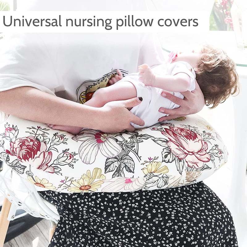 Floral Nursing Pillow Cover, Nursing Pillowcase Set for Baby Boy or Baby Girl, Nursing Pillow Slipcover Cushion Cover, Soft Fabric for Snuggling Baby, Suitable for Nursing Pillows Home & Garden > Decor > Chair & Sofa Cushions HNHUAMING   
