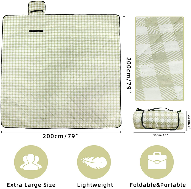 Lahawaha Picnic Blankets Extra Large, 79''x79'' Picnic Outdoor Blanket Waterproof and Machine Washable (Beige and White). Home & Garden > Lawn & Garden > Outdoor Living > Outdoor Blankets > Picnic Blankets Lahawaha   