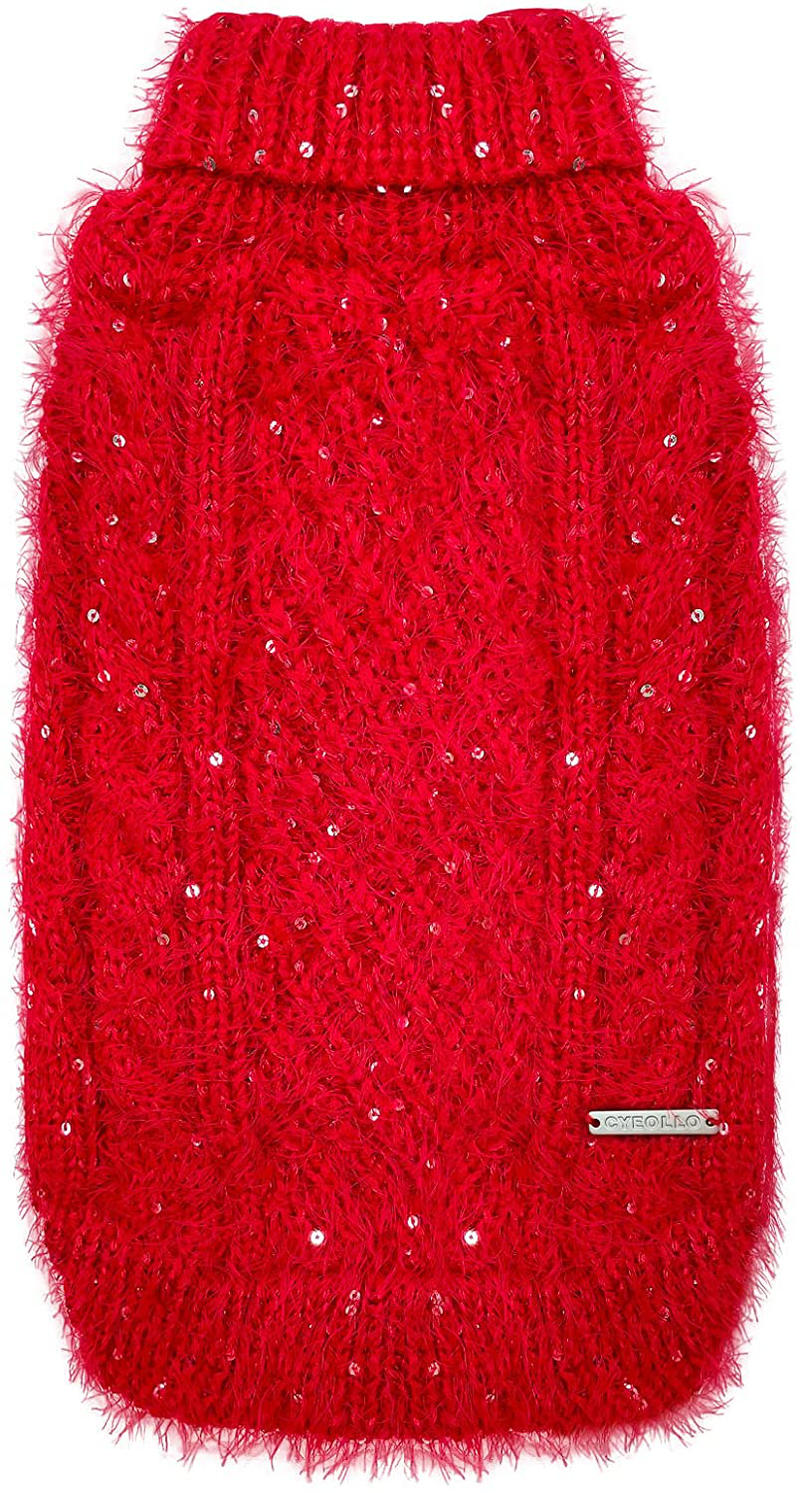 Cyeollo Dog Sweater Pullover Knitted Turtleneck Classic Sweaters with Sequin Keep Warm for Doggie Dog Clothes for Puppy Small Medium Dogs… Animals & Pet Supplies > Pet Supplies > Dog Supplies > Dog Apparel cyeollo Red Medium 