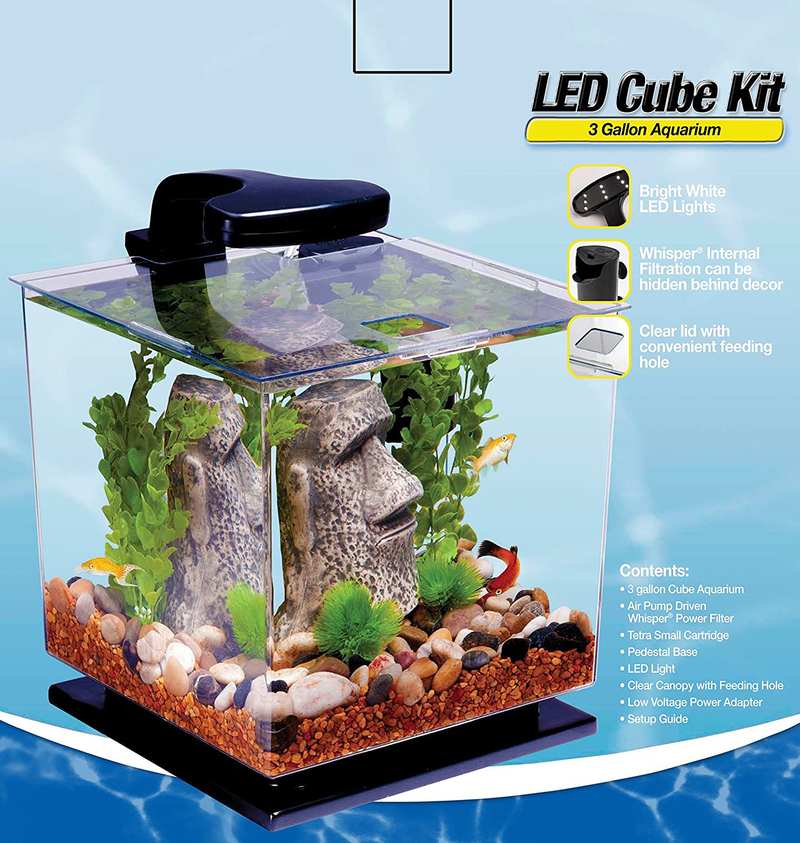 Tetra LED Cube Shaped 3 Gallon Aquarium with Pedestal Base