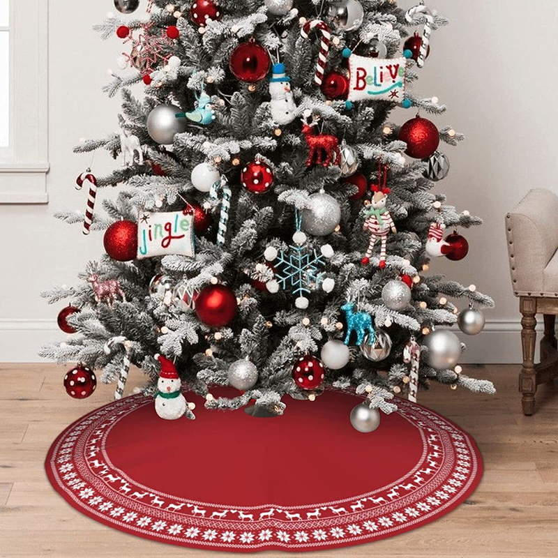 Christmas Tree Country Skirt Xmas Tree Skirts Floor Door Mat Rug for Christmas Holiday Party Decorations (red, 48") Home & Garden > Decor > Seasonal & Holiday Decorations > Christmas Tree Skirts EFINLUKY   