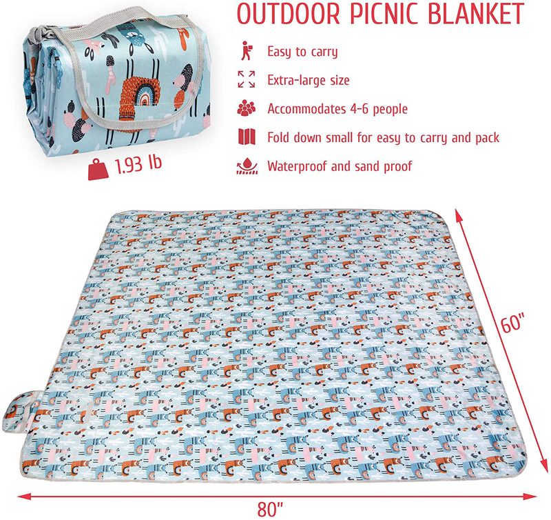 Picnic Blanket Waterproof Foldable & Sandproof, Cute Kids Picnic Blanket & Baby Beach Blanket Extra Large, Outdoor Mat for Camping, Machine Washable, Compact Foldable Portable Family Park Blanket Home & Garden > Lawn & Garden > Outdoor Living > Outdoor Blankets > Picnic Blankets LOVE|EVERYDAY   