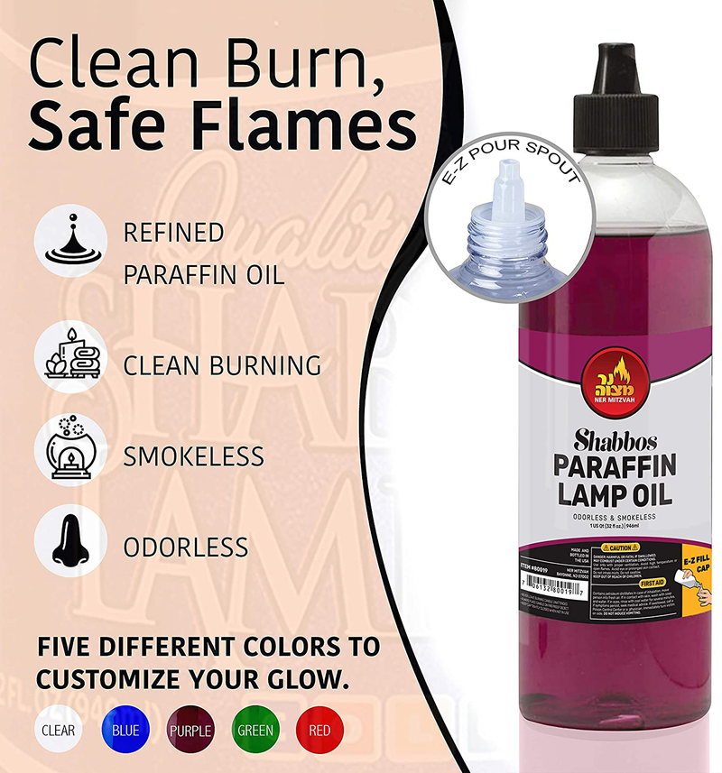 Paraffin Lamp Oil - Purple Smokeless, Odorless, Clean Burning Fuel for Indoor and Outdoor Use with E-Z Fill Cap and Pouring Spout - 32oz - by Ner Mitzvah Home & Garden > Lighting Accessories > Oil Lamp Fuel Ner Mitzvah   