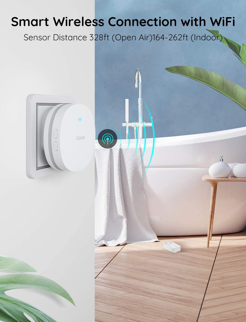 Govee WiFi Water Sensor 3 Pack, 100dB Adjustable Alarm and App Alerts, Leak and Drip Alert with Email, for Home, Basement Home & Garden > Business & Home Security > Home Alarm Systems Govee   