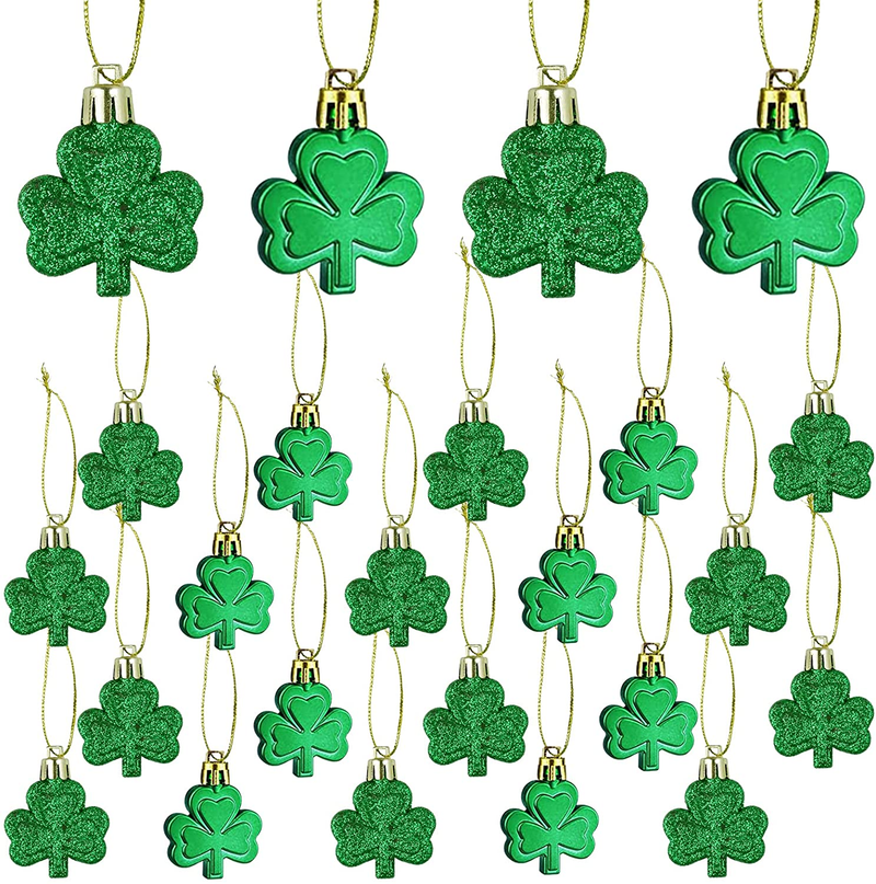St Patricks Day Decorations 24Pcs St Patricks Day Decor Shamrocks Ornaments Clover Hanging Bauble Green Trefoil Ornaments for Irish Lucky Day Party Table Tree Shelf Home Decor Party Favors Supplies Arts & Entertainment > Party & Celebration > Party Supplies CaseTank   