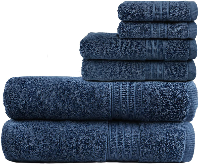 TRIDENT Soft and Plush, 100% Cotton, Highly Absorbent, Bathroom Towels, Super Soft, 6 Piece Towel Set (2 Bath Towels, 2 Hand Towels, 2 Washcloths), 500 GSM, Charcoal Home & Garden > Linens & Bedding > Towels TRIDENT Peacock  