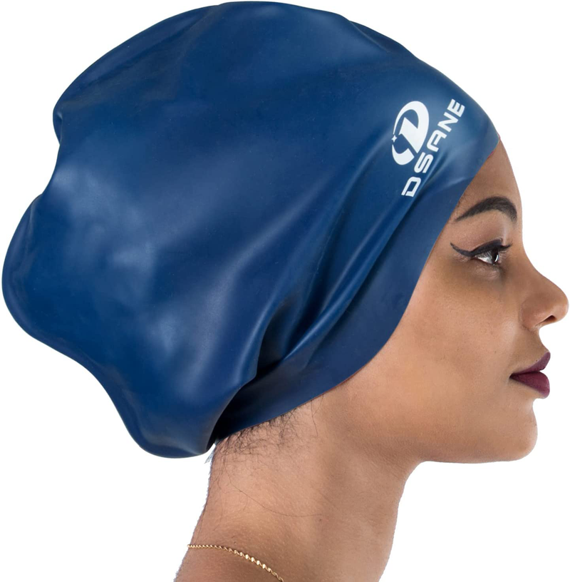 Dsane Extra Large Swimming Cap for Women and Men,Special Design Swim Cap for Very Long Thick Curly Hair&Dreadlocks Weaves Braids Afros Silicone Keep Your Hair Dry Sporting Goods > Outdoor Recreation > Boating & Water Sports > Swimming > Swim Caps Dsane navy  