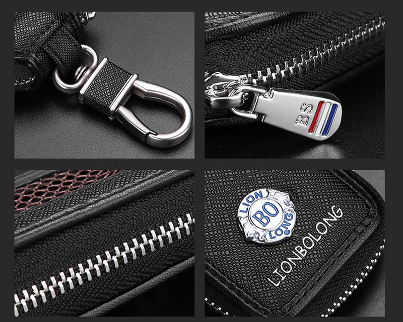 Key Fob Case - Genuine Leather Car Remote Smart Key Holder with Hook Auto Keychain (Black)  ‎guang zhou shi bai yun qu yong ping pi pi pi ju chang   