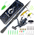 QudraKast Fishing Rod and Reel Combos, Unique Design with X-Warping Painting, Carbon Fiber Telescopic Fishing Rod with Reel Combo Kit with Tackle Box, Best Gift Sporting Goods > Outdoor Recreation > Fishing > Fishing Rods QudraKast Blue Full Kit 2.4M Rod Reel Combo 