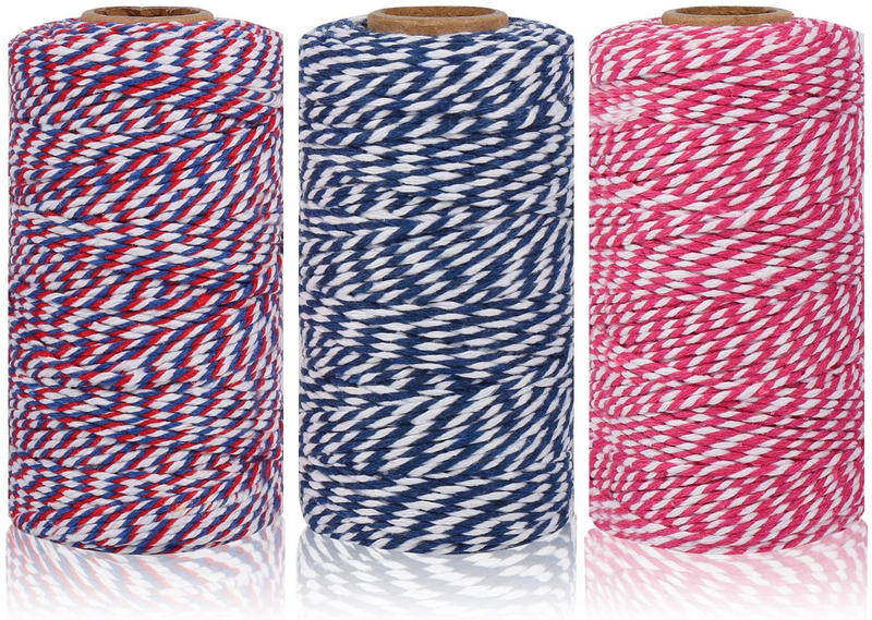 Maosifang Christmas 984 Feet Cotton Rope Cord String 2 mm Bakers Candy Rope Ribbon Twine for Gift Wrapping Arts Crafts Party Decorations,3 Rolls Home & Garden > Decor > Seasonal & Holiday Decorations& Garden > Decor > Seasonal & Holiday Decorations Maosifang Multicolor B  