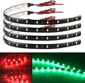 EverBright 4-Pack Red 30CM 5050 12-SMD DC 12V Flexible LED Strip Light Waterproof Car Motorcycles Decoration Light Interior Exterior Bulbs Vehicle DRL Day Running with Built-in 3M Tape  YM E-Bright Red+green  