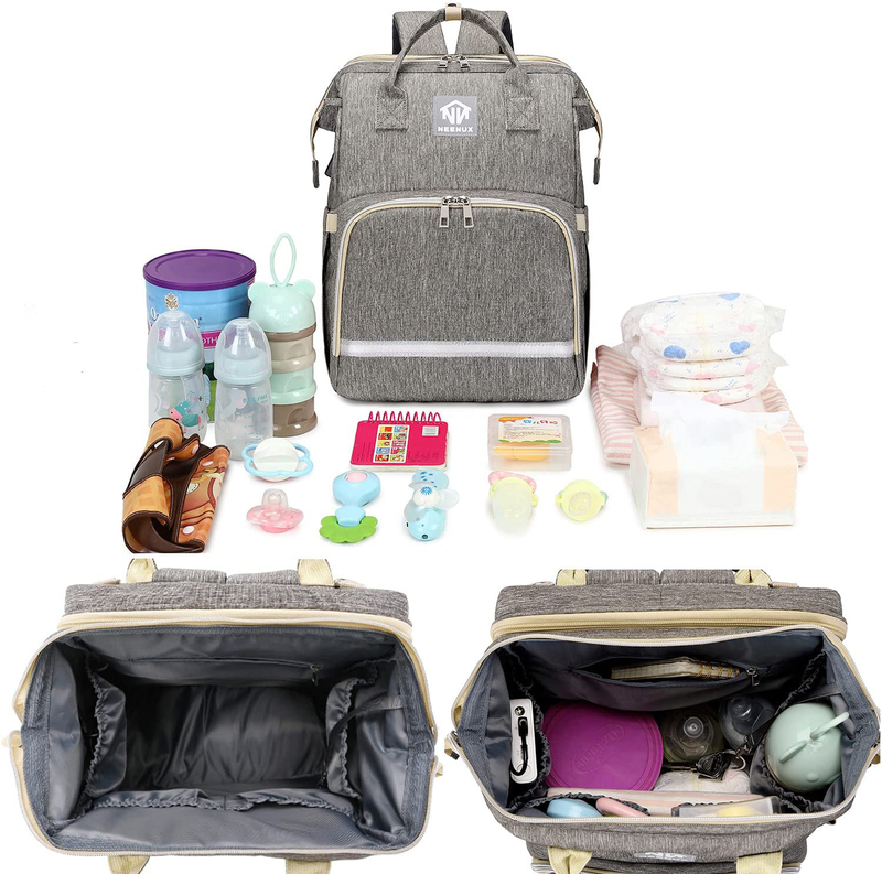 NEENUX Diaper Bag Backpack - 3 in 1 Diaper Bag with Changing Station, Baby Bag Backpack, Travel Bassinet Foldable Baby Bed, Portable Changing Pad, Diaper Bags for Baby Girl and Boy, USB Charging Port Sporting Goods > Outdoor Recreation > Camping & Hiking > Mosquito Nets & Insect Screens NEENUX   