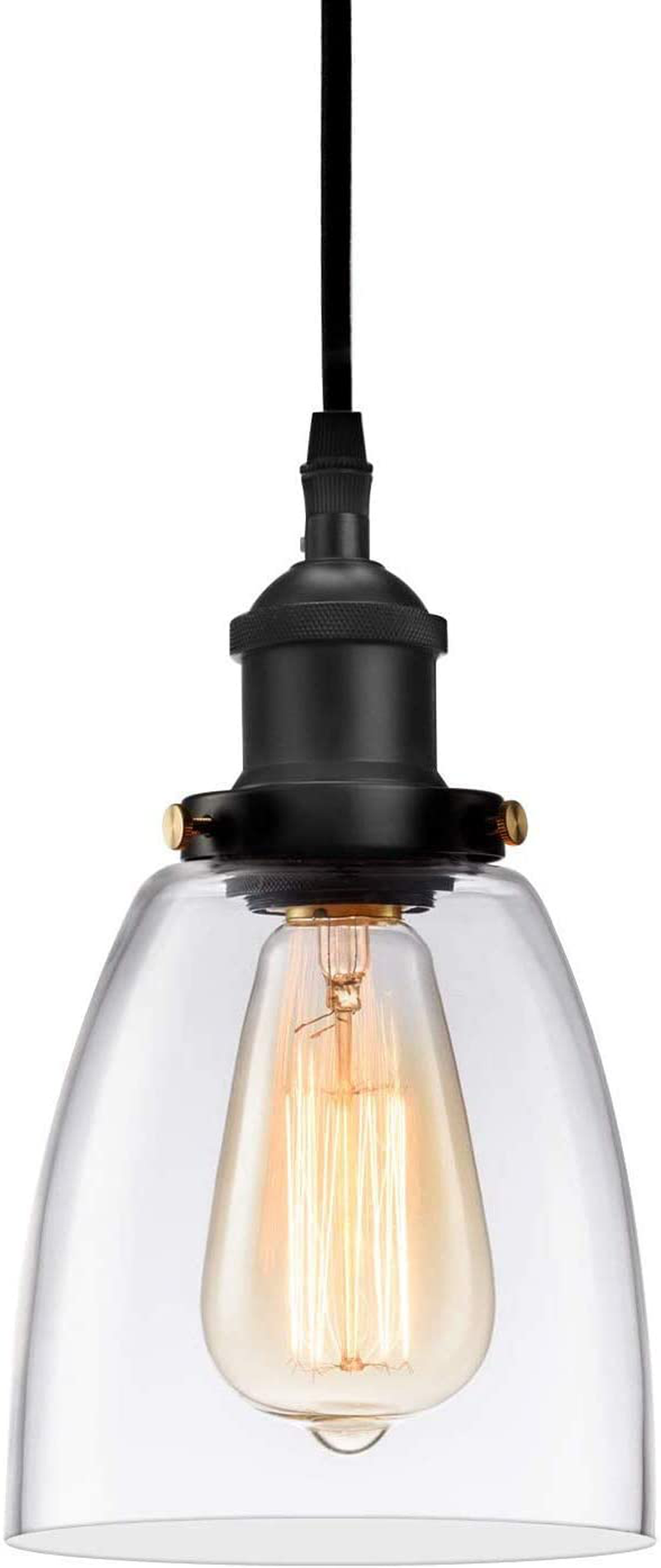 Kitchen Mini-Pendant Light Industrial Edison Hanging Light Island Clear Glass Adjustable Nylon Core Ceramic Holder Lighting Fixture Indoor for Dining Room Entryway Loft (Bulb Not Included) (Clear) Home & Garden > Lighting > Lighting Fixtures GLADFRESIT Clear  
