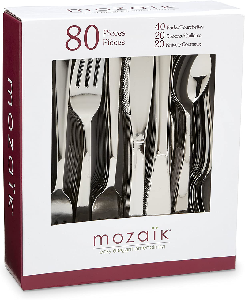 Mozaik Premium Plastic Hammered Stainless Steel Coated Assorted Cutlery, 120 pieces Home & Garden > Kitchen & Dining > Tableware > Flatware > Flatware Sets Mozaik Classic 80-Count Combo 