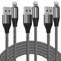 iPhone Charger Cable (3 Pack 10 Foot), [MFi Certified] 10 Feet Nylon Braided Lightning Cable, iPhone Charging Cord USB Cable Compatible with iPhone 11/Pro/X/Xs Max/XR/8 Plus /7 Plus/6/ iPad Electronics > Electronics Accessories > Power > Power Adapters & Chargers FEEL2NICE Silver 10ft 