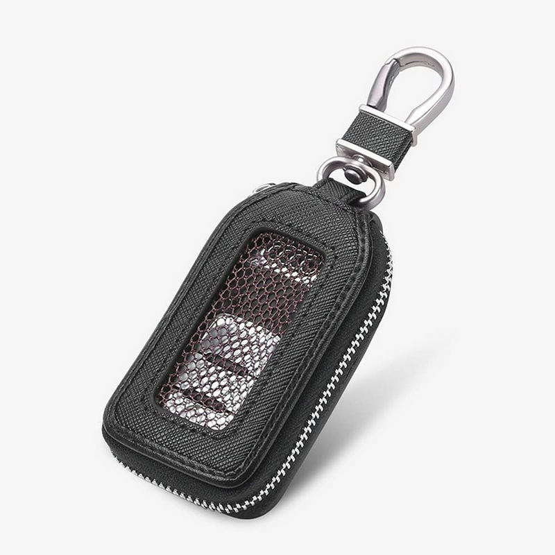 Key Fob Case - Genuine Leather Car Remote Smart Key Holder with Hook Auto Keychain (Black)  ‎guang zhou shi bai yun qu yong ping pi pi pi ju chang Black  
