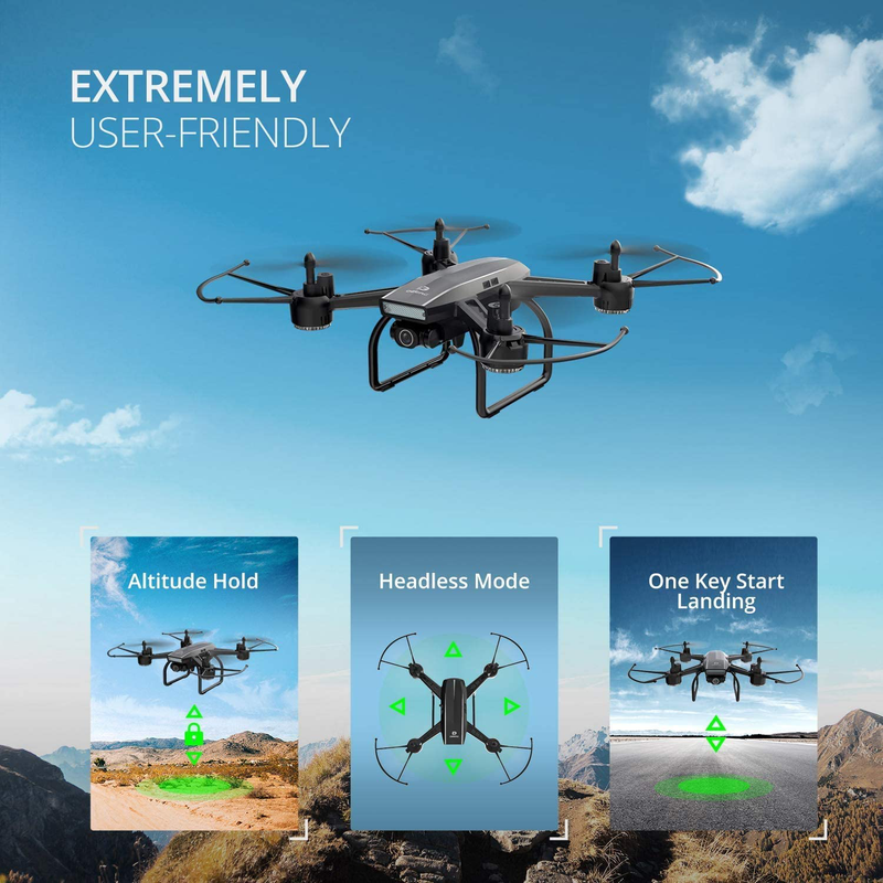 DEERC Drone with Camera for Adults 2K Ultra HD FPV Live Video 120° Wide Angle, Altitude Hold, Headless Mode, Gesture Selfie, Waypoints Functions RC Quadcopter with 2 Batteries and Backpack