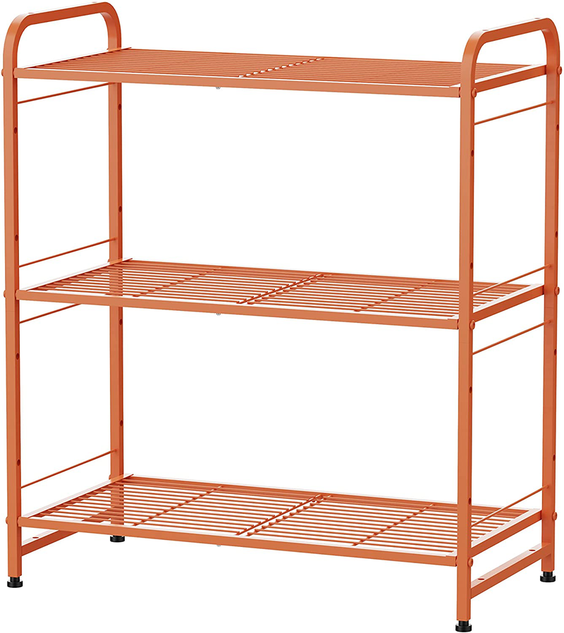 Simple Trending 3-Tier Stackable Wire Shelving Unit Storage Rack, Expandable & Adjustable Kitchen Storage Cabinet Shelf Organizer, Silver