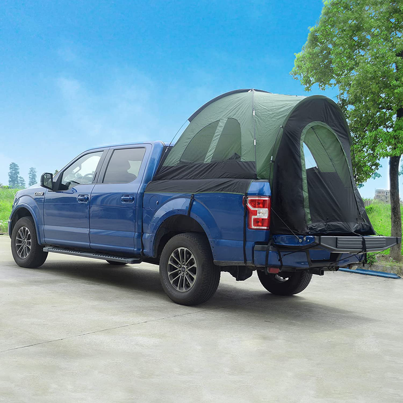 SHANTRA, Truck Bed Tent 6.8' X 5.4' X 5.5' with Extra Tent Cover, Full Size Truck Tent Two Person Sleeping Capacity, Full Coverage Waterproof Pickup Tent for Camping, Hiking, Fishing, Green & Black Sporting Goods > Outdoor Recreation > Camping & Hiking > Tent Accessories SHANTRA US DIRECT   
