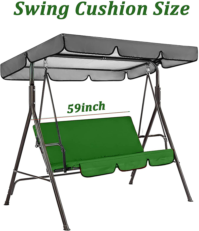 Outdoor Patio Swing Cushion Replacement, Waterproof Porch Seat Cover for Swing, Swing Replacement Cushions Chair Cover for 3-Seat Swing Chair Garden Yard, Only Swing Cushion (Green)