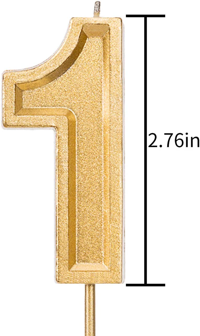 LUTER 2.76 Inches Large Birthday Candles Gold Glitter Birthday Cake Candles Number Candles Cake Topper Decoration for Wedding Party Kids Adults (1)