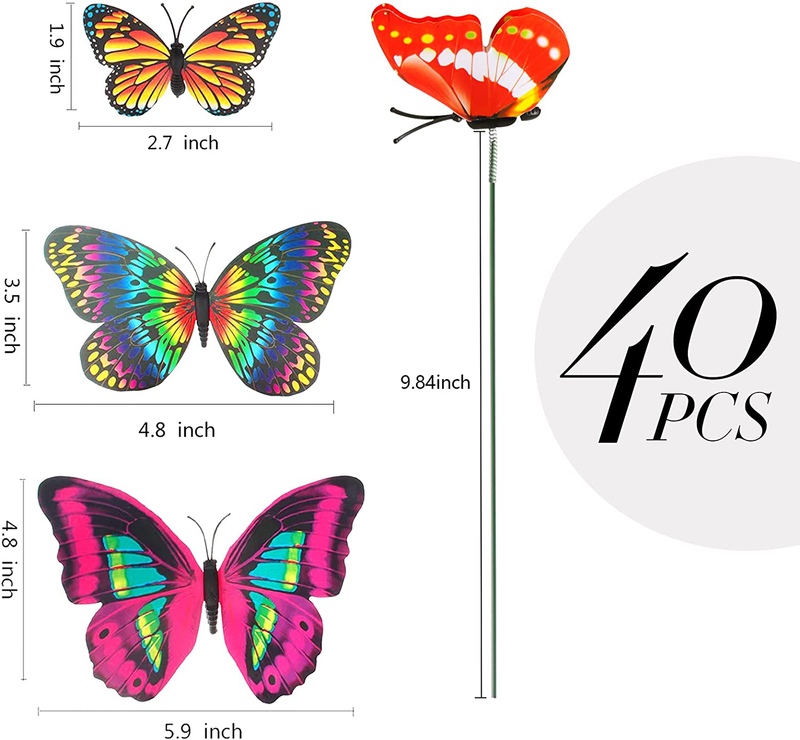 Teenitor 40 Pcs Butterfly Stakes, 5 Different Size Waterproof Butterflies Stakes Garden Ornaments & Patio Decor Butterfly Party Supplies Yard Stakes Decorative for Outdoor Christmas Decorations Home & Garden > Decor > Seasonal & Holiday Decorations& Garden > Decor > Seasonal & Holiday Decorations Teenitor   