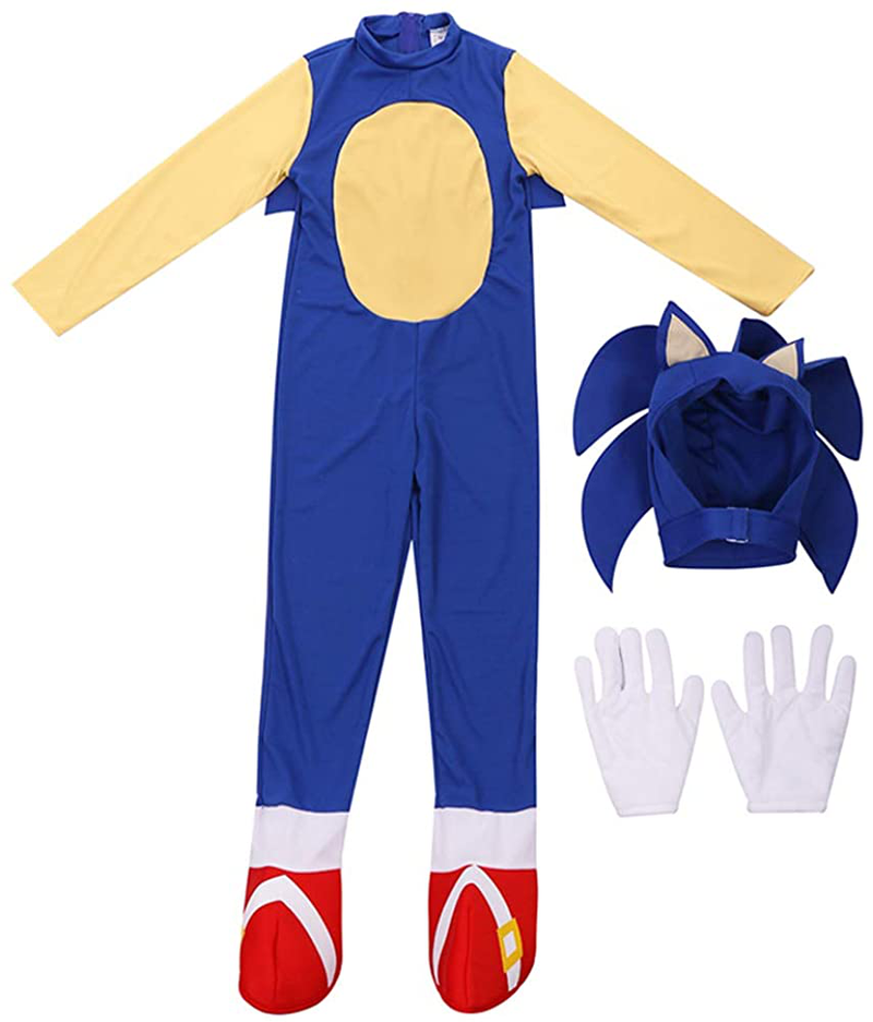 Kids Pretend Play Costumes Cartoon Hedgehog Jumpsuit Bodysuit with Gloves Headpiece Apparel & Accessories > Costumes & Accessories > Costumes Cimno   