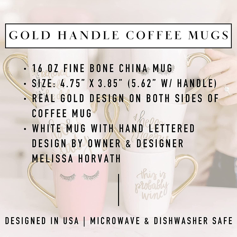 Sweet Water Decor Cute Coffee Mugs with Golden Handle, 16oz China Coffee Cup with Motivational Quote, Embellished with Real Gold & Microwave Safe, Inspirational Mug (She Believed She Could) Home & Garden > Decor > Seasonal & Holiday Decorations Sweet Water Décor   