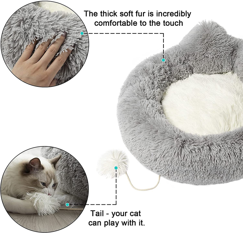 Tail Stories Cat Bed for Indoor Cats, Calming Dog Bed for Small Dogs, anti Anxiety Dog Bed Soft Fluffy Warm Luxury Cat & Dog Bed, Anti-Slip & Water-Resistant Bottom, Joint-Relief and Sleep Improvement ​Pet Bed