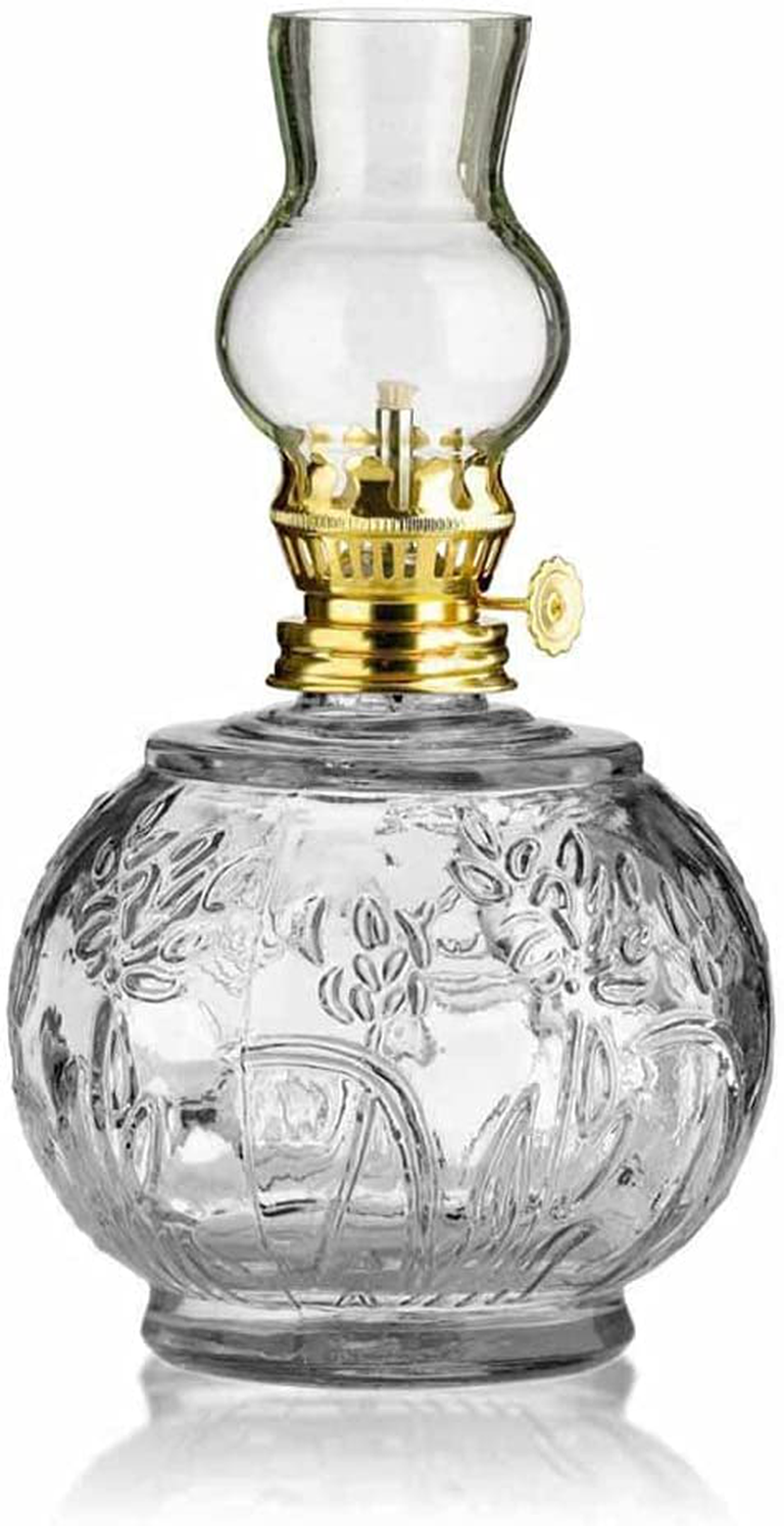 The Dreidel Company Decorative Lamplight Chamber Glass Oil Lamp, for Indoor Use Decor Lighting with Kerosene or Paraffin Oils Lantern, 17oz (Amber) Home & Garden > Lighting Accessories > Oil Lamp Fuel The Dreidel Company Clear  
