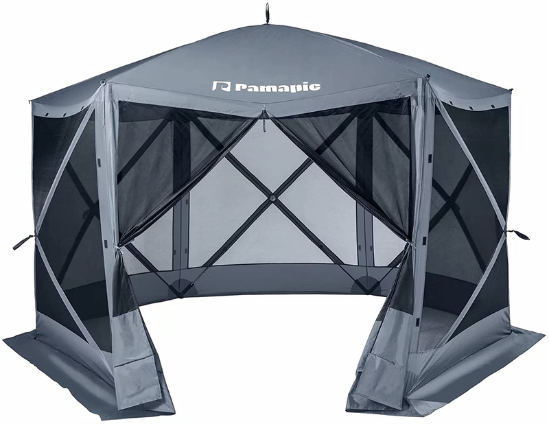 Pamapic 12 x 12 Portable Pop up Gazebo, Outdoor Camping Gazebo Tent, UV Protection Tent, Includes Carrying Bag (Brown) Home & Garden > Lawn & Garden > Outdoor Living > Outdoor Structures > Canopies & Gazebos Pamapic Gray  