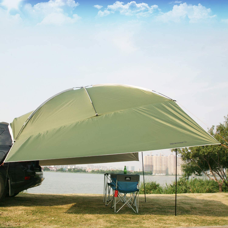 REDCAMP Waterproof Car Awning Sun Shelter, Portable Auto Canopy Camper Trailer Sun Shade for Camping, Outdoor, SUV, Beach Beige/Army Green Sporting Goods > Outdoor Recreation > Camping & Hiking > Tent Accessories REDCAMP   