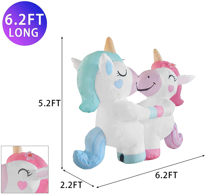 GOOSH 6.2 FT Height Christmas Inflatables Outdoor Blue & Pink Unicorns, Blow Up Yard Decoration Clearance with LED Lights Built-in for Holiday/Christmas/Party/Yard/Garden Home & Garden > Decor > Seasonal & Holiday Decorations& Garden > Decor > Seasonal & Holiday Decorations GOOSH   