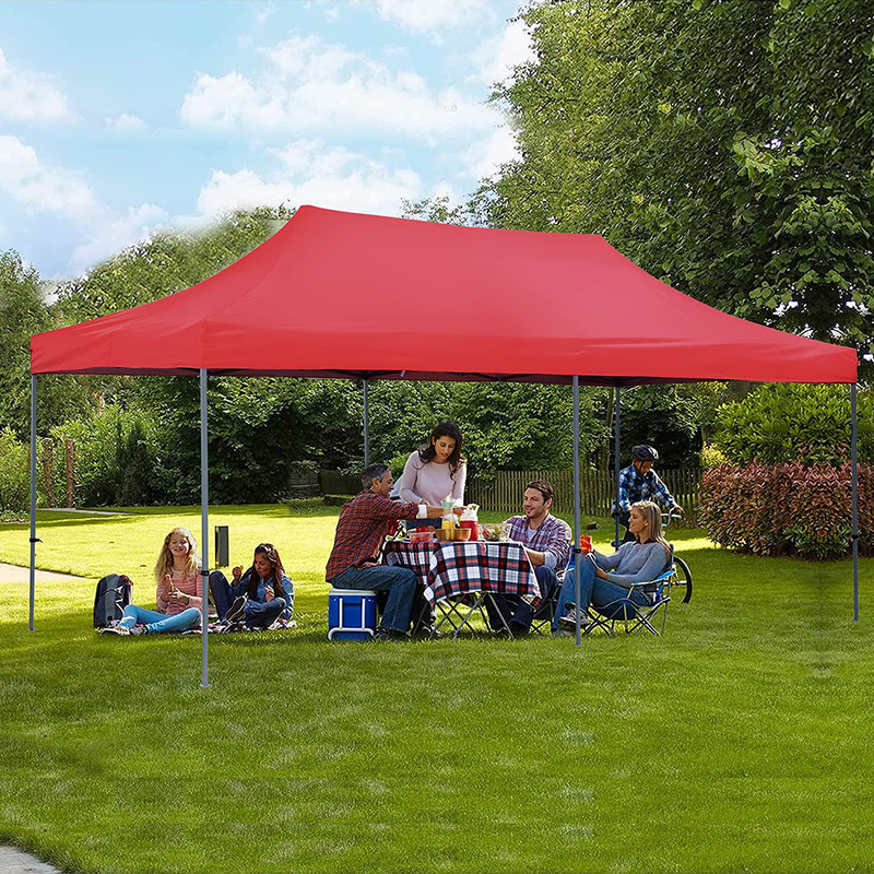 HYD-Parts Outdoor Patio 10x20 Ft Pop up Shade Canopy Party Wedding Gazebo Tent (10x20 Feet Four sidewalls, Red)
