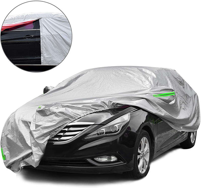 Tecoom Light Shell Breathable Material Classic Zipper Design Waterproof UV-Proof Windproof Car Cover for All Weather Indoor Outdoor Fit 180-195 inches SUV  Tecoom 3XL: Fit 170-190 inches Length Sedan  