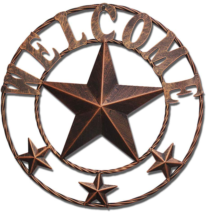 Texas Metal Barn Star Vintage Country Western Home Decor God Bless Our Home The Lone Star 1836 Home & Garden > Decor > Artwork > Sculptures & Statues WIPHANY 15“ Welcome  