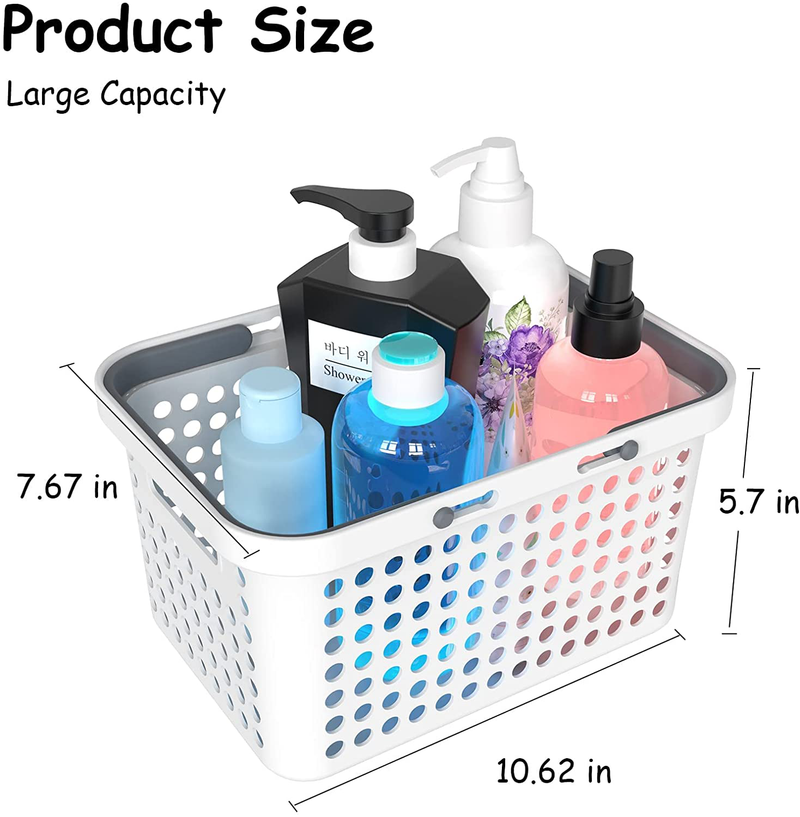 GEEKBOY Plastic Storage Basket with Handles, Shower Caddy Basket Portable Bins Organizer for Bathroom, Kitchen, Bedroom, College Dorm
