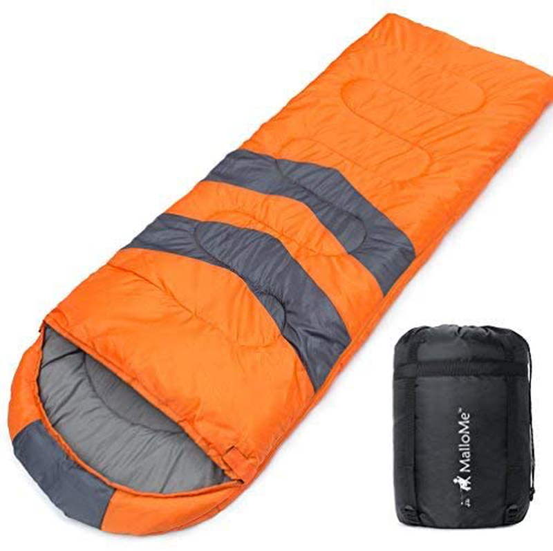 Mallome Sleeping Bags for Adults Kids & Toddler - Camping Accessories Backpacking Gear for Cold Weather & Warm - Lightweight Equipment with Ultralight Compact Bag - Girls Boys Single & Double Person Sporting Goods > Outdoor Recreation > Camping & Hiking > Sleeping BagsSporting Goods > Outdoor Recreation > Camping & Hiking > Sleeping Bags MalloMe Sunburst Orange with Stripes Single - 31in x 86.6" 
