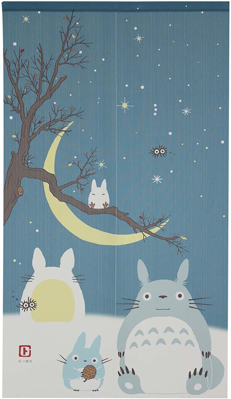 Studio Ghibli Totoro Noren Curtain Tapestry Winter Sky and Crescent Moon Home & Garden > Decor > Artwork > Decorative Tapestries Narumi Default Title  