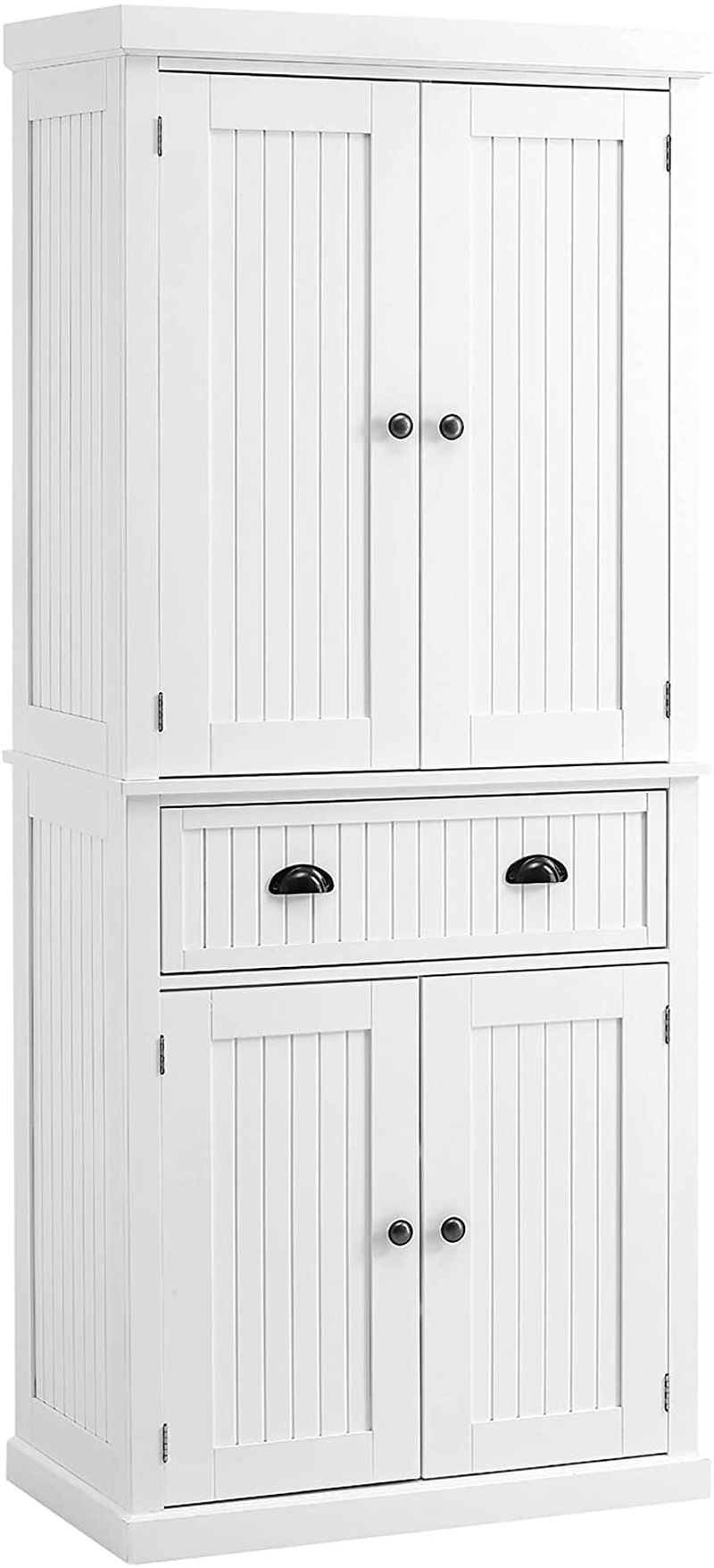 HOMCOM 72" Traditional Freestanding Kitchen Pantry Cabinet Cupboard with Doors and 3 Adjustable Shelves, Black Home & Garden > Kitchen & Dining > Food Storage HOMCOM White  