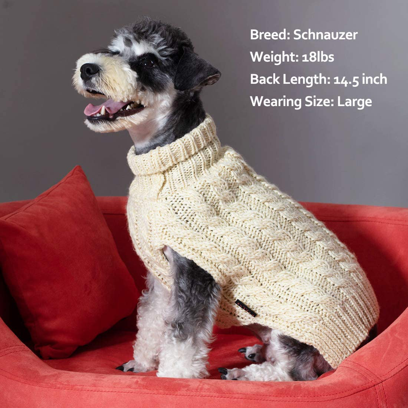 KYEESE Dog Sweaters with Golden Thread Turtleneck Dog Sweater Cable Knit for Cold Weather