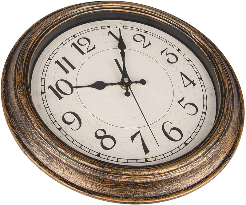 Nicunom 12-Inch Retro Wall Clock, Vintage Round Decorative Wall Clock, Silent Non-Ticking, Battery Operated Movement, Easy to Read, Decorative for Home/Living Room/Bedroom/Kitchen/Office, Antique Gold Home & Garden > Decor > Clocks > Wall Clocks Nicunom   