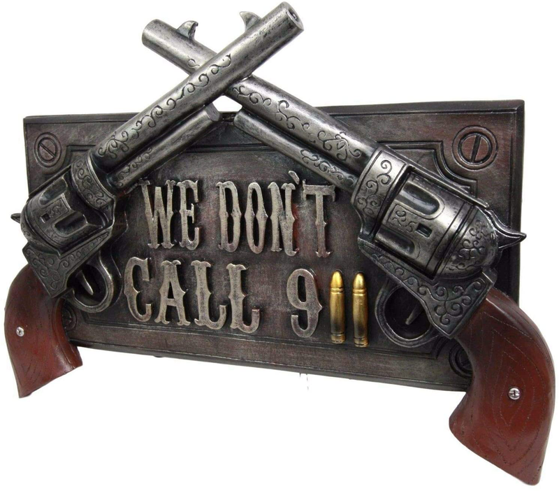 Ebros Gift No Warning For Trespassers Wild West Dual Six Shooter Guns With Bullets Wall Art Sign Plaque Rustic Western Two Pistols Wall Decor 3D Figurine Home & Garden > Decor > Artwork > Sculptures & Statues Ebros Gift   