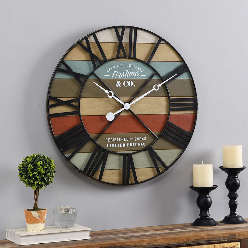 FirsTime & Co. Maritime Planks Wall Clock, 24", Multicolor Home & Garden > Decor > Clocks > Wall Clocks FirsTime & Co. Multi-color & Black  